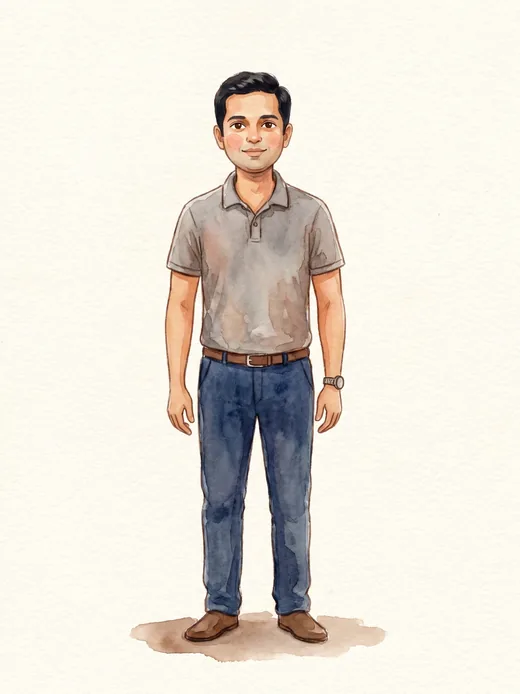 The same father, painted in watercolour by Kadhai Kutty