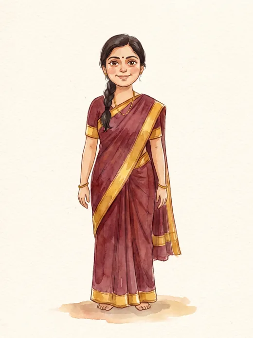 The same mother, painted in watercolour by Kadhai Kutty