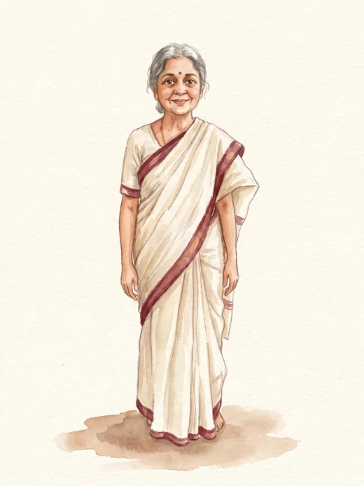 The same grandmother, painted in watercolour by Kadhai Kutty